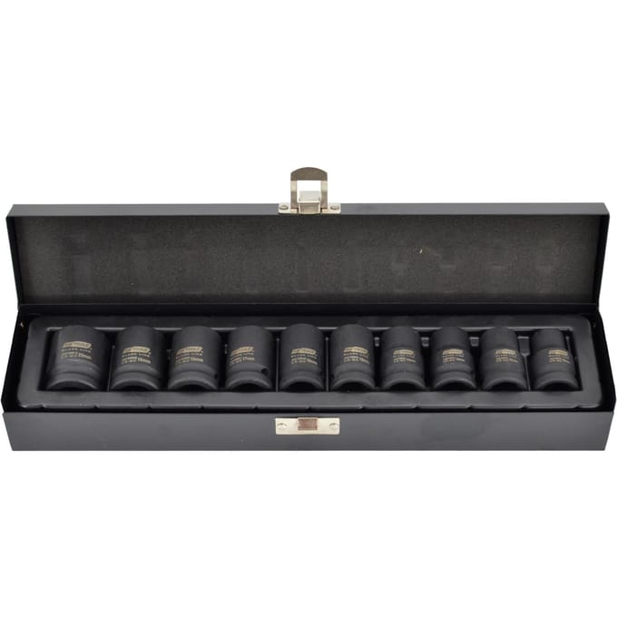 AWTools - Set van Slagmoersleutels 1/2" - 10 Delig - Chroom-Molybdeen - Ergonomische Koffer