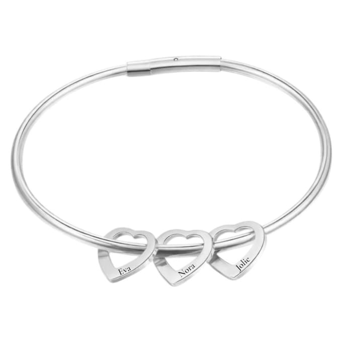 Bangle met 3 Hartjes Zilver