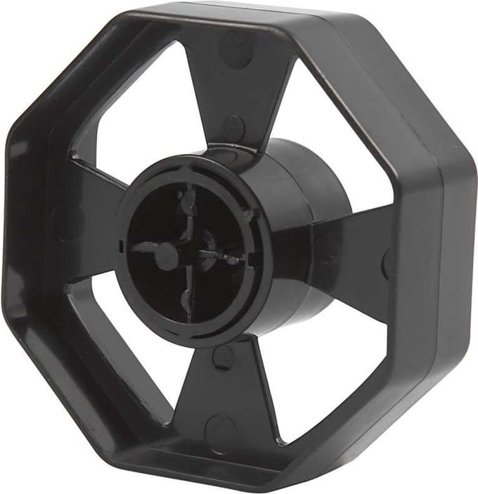 Plakbandhouder wiel, B: 25 mm, d 7,5 cm, zwart, 1 stuk