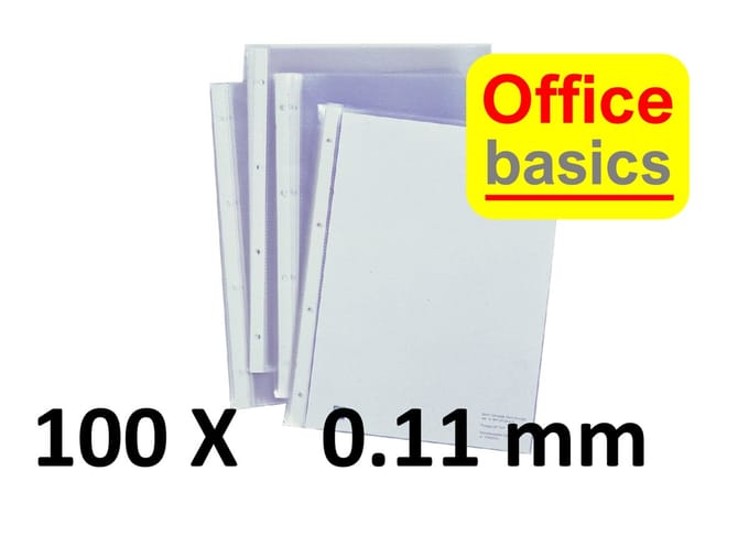 100 x showtas Office Basics - 4 gaats - 0,11mm extra stevig - PP - glad