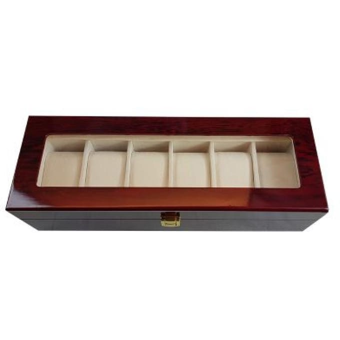Luxe klassieke houten horlogebox voor 6 horloges | Rood