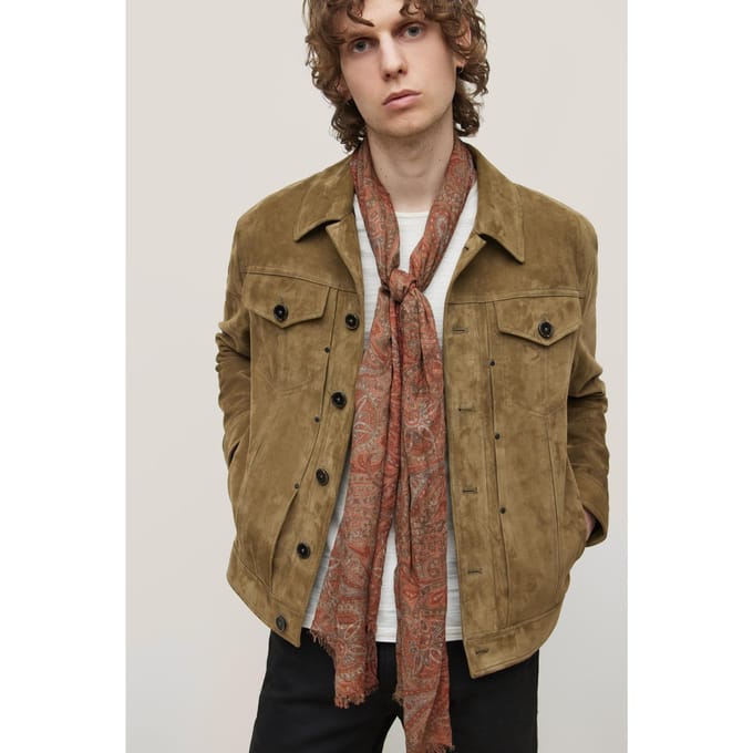 John Varvatos Paisley Printed Scarf Rust Taglia: OS | Sciarpe Outlet | Uomo | Marrone