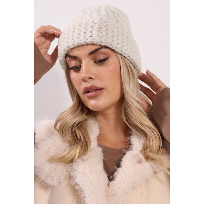 Yours Naturelbruine Kabelgebreide Beaniemutssize One Size
