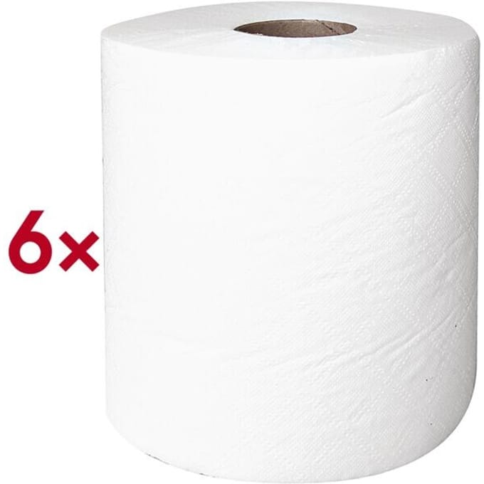 Papieren handdoekjes WIPEX® 3473, 2-laags, zeer absorberend, 100% cellulose, spierwit, 6 rollen van elk 450 vellen