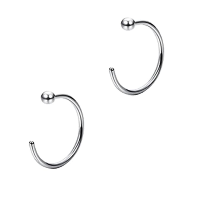 Fako Bijoux® - Neuspiercing - Open Ring Bal - 8mm - Zilverkleurig - 2 Stuks