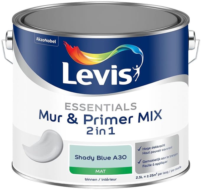 Levis - Essentials Mur & Primer Mix - Shady Blue A30 - Mengverf - 2,5 L