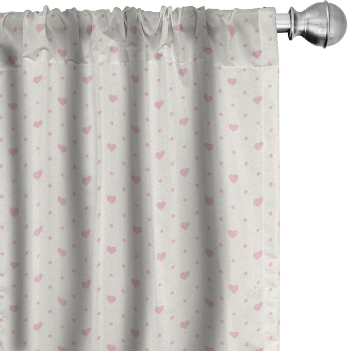 ABAKUHAUS Roze Stippen – Voorhangen – 2x75x245 cm – Microvezel