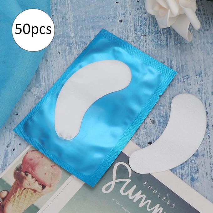 50 pièces Coussin d'isolement pour greffe de cils Maquillage Patch autocollant pour extension de cils (Bleu) bleu