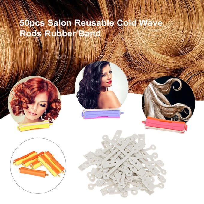 50 bigoudis élastiques réutilisables pour coiffure, effet wavy, pour permanentes et permanentes.