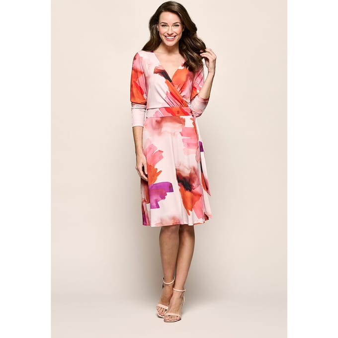 July Print Jurk Zand / Roze