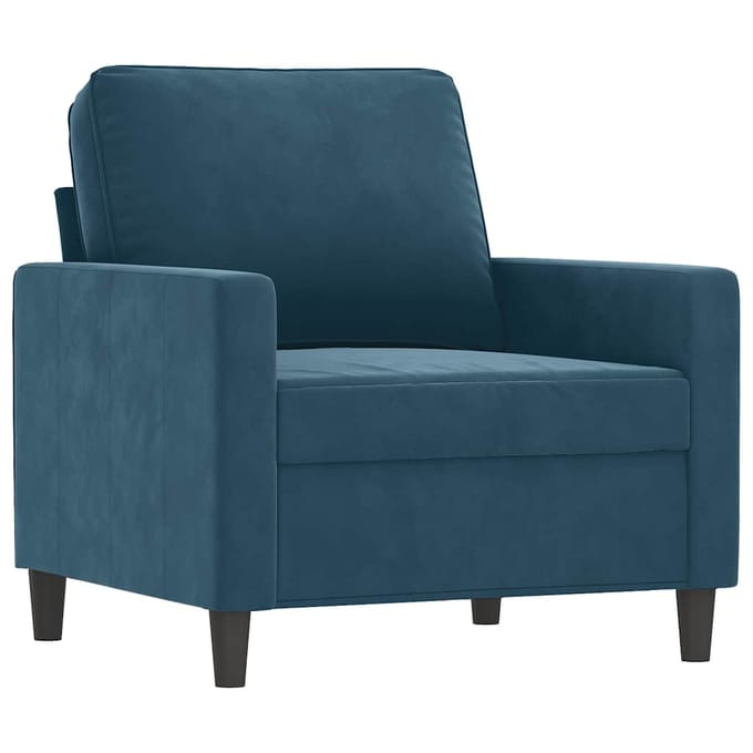 vidaXL - 3-delige - Loungeset - met - kussens - fluweel - blauw