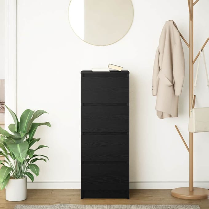 vidaXL - Dressoir - 37,5x35x99 - cm - spaanplaat - zwart - eikenkleurig