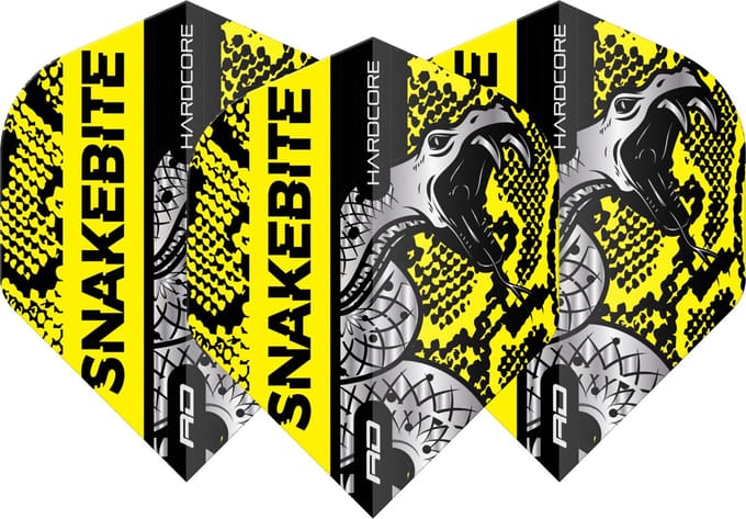 Red Dragon Peter Wright Hardcore Snakebite Coiled Snake Yellow - Dart Flights