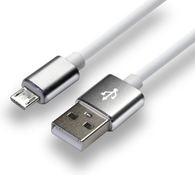 everActive Micro USB Kabel, Silikonkabel, schnelles Laden mit bis zu 2,4 A, 100 cm lang, weiß, Modell: CBS-1MW