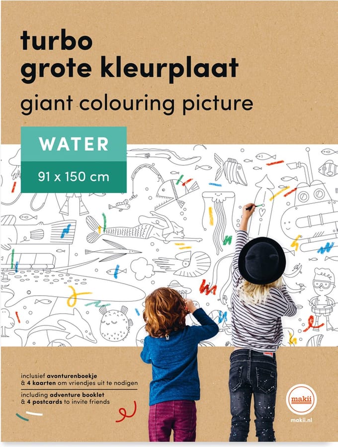 Makii Turbo Grote Kleurplaat - Onderwater thema - 91,4 x 150 cm