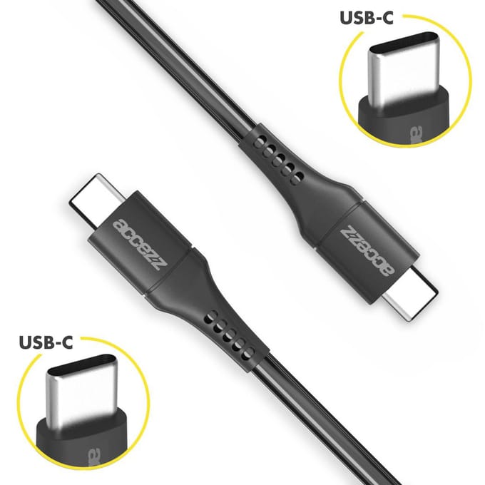 Accezz Kabel - USB C naar USB C Kabel - 1 meter - Snellader 60W - USB C Oplader Kabel - Zwart