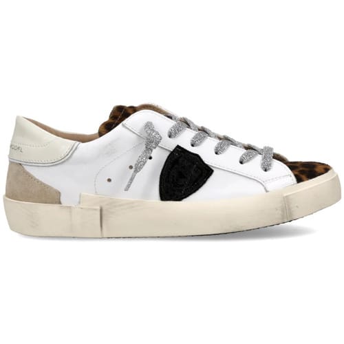 Korte Broek Philippe Model PRLD VXA2 PRSX LOW WOMAN-VEAU MIXAGE ANIMALIER BLANC