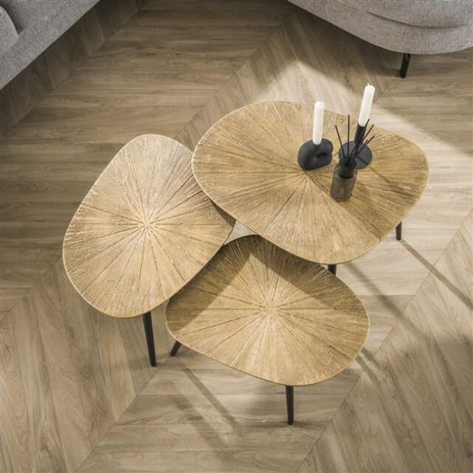 Hoyz Collection - Salontafel Set-3 Vierhoekig Ray - Brons/Goud Metaal