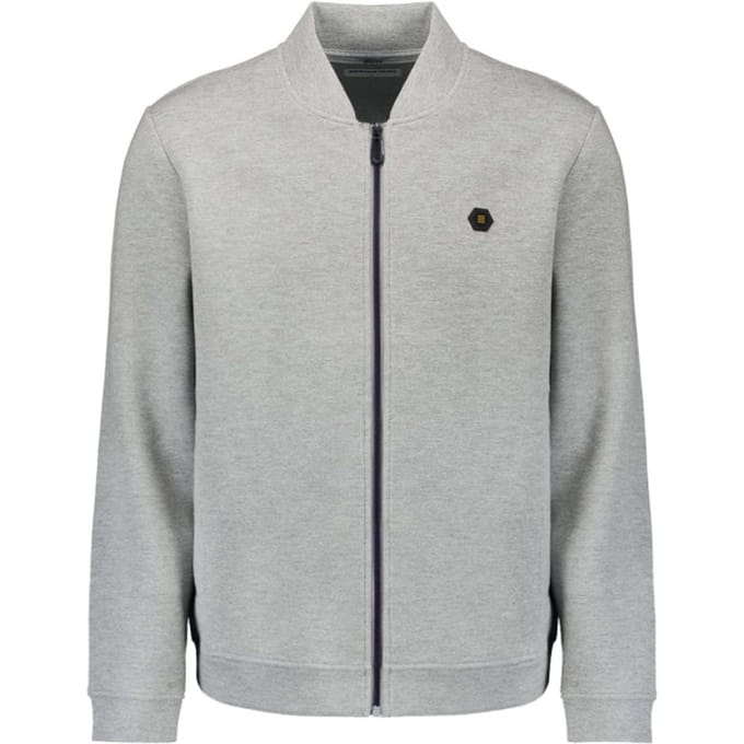 No Excess Sweater full zipper pique bomber grey melange