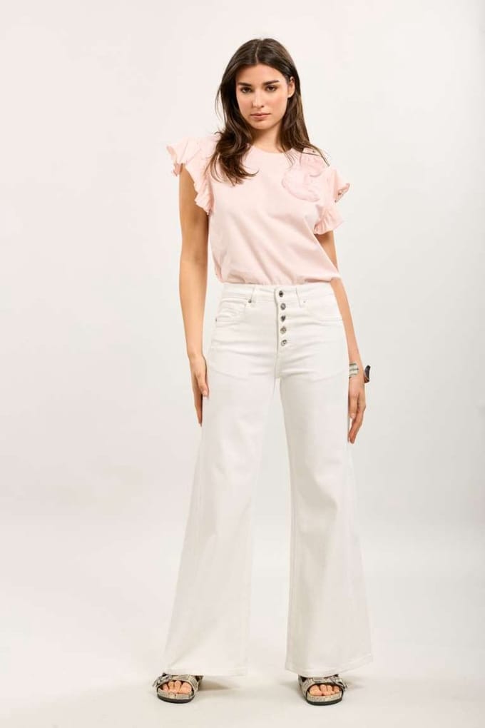 Toxik3 - 5 Button wide leg gebroken wit
