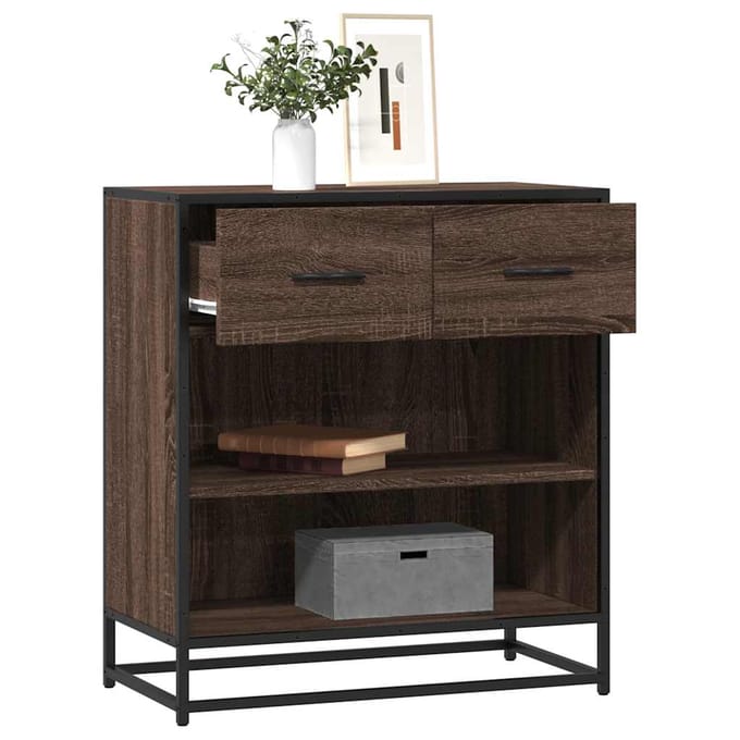 vidaXL - Dressoir - 68x35x76 - cm - bewerkt - hout - bruin - eikenkleur