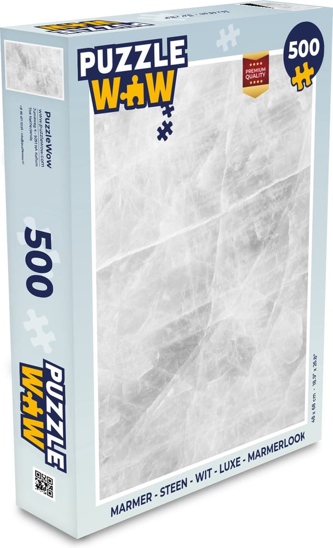 Puzzel Marmer - Steen - Wit - Luxe - Marmerlook - Legpuzzel - Puzzel 500 stukjes
