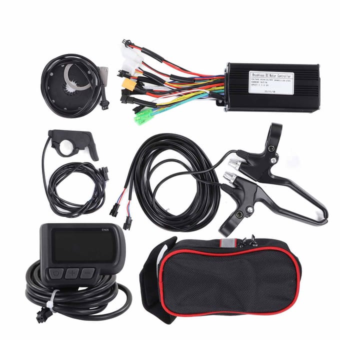 Fiets Lithium Conversie Kit met 26A 3 Modus Controller EN06 Paneel Remhendel Duim Gashendel PAS Kabel voor DIY black