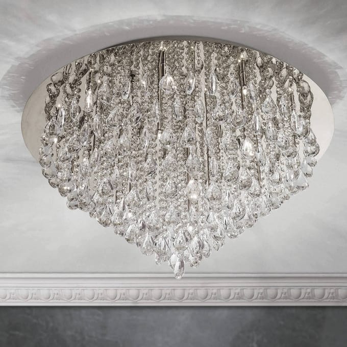 ORION Celeste plafondlamp met K9 kristallen, Ø75cm chroom