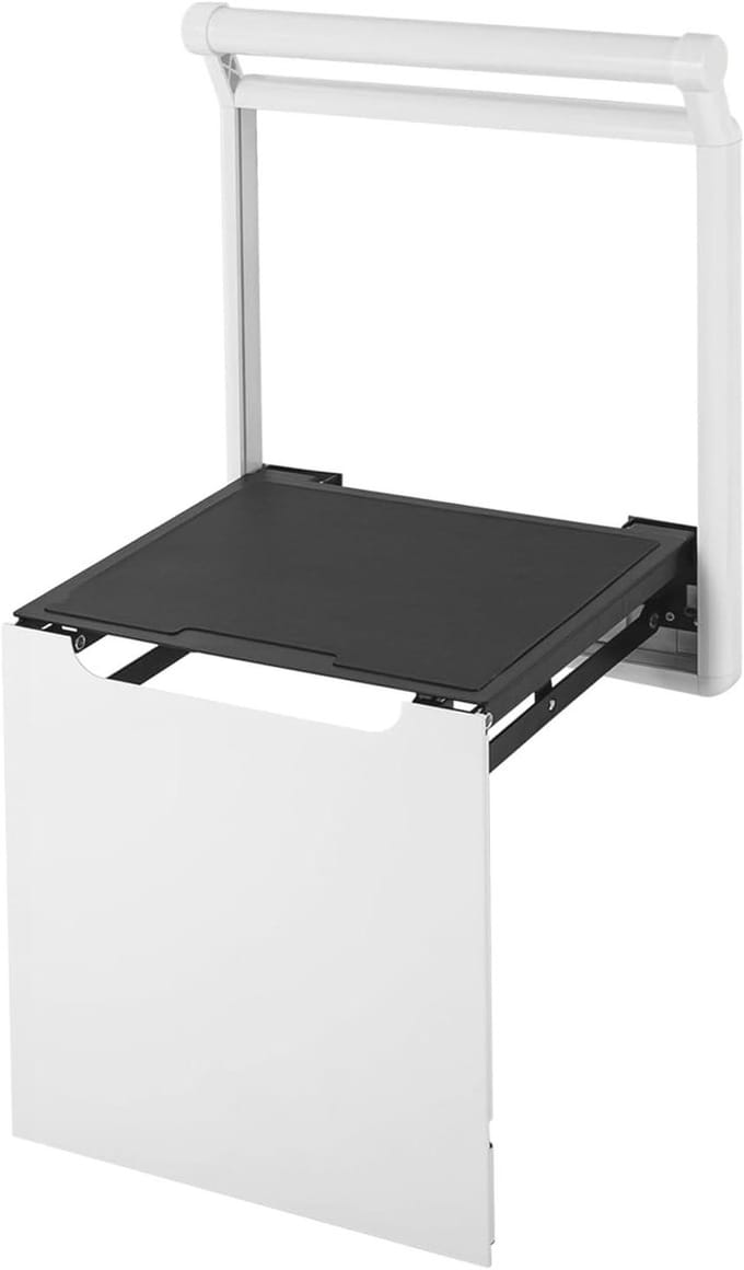 Douchekruk Inklapbaar - Wandklapstoel Badkamer - Veilig Douchen - Met Demping - 43 x 41 cm - Wit