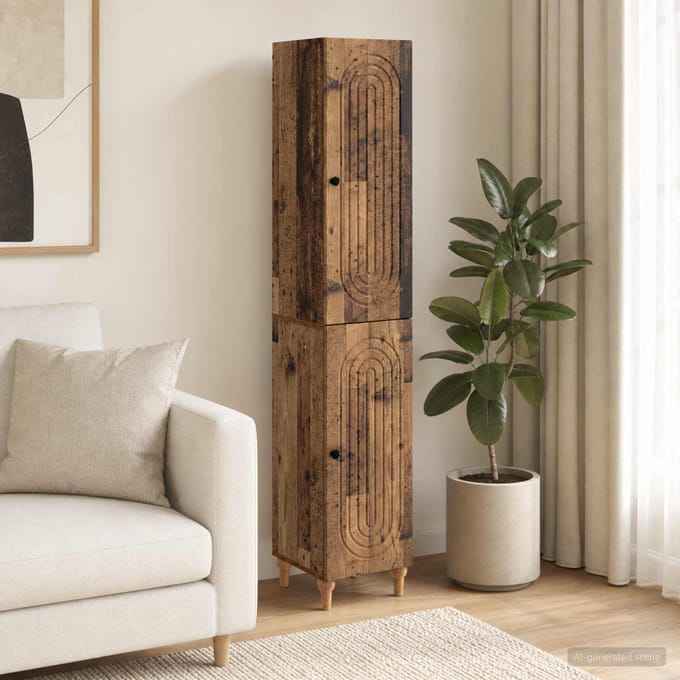 vidaXL - Kast - Set - 2 - st - Oud - hout - Bewerkt - hout