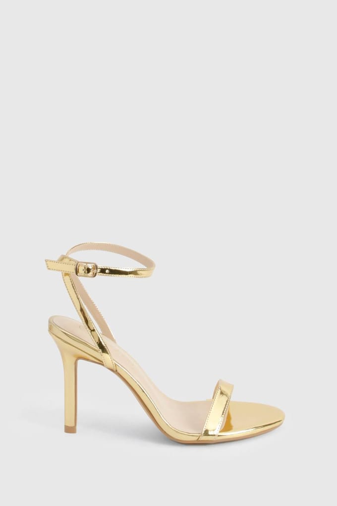 boohoo Dames Wide Fit Metallic Barely There Hakken | Goud | Maat: 37