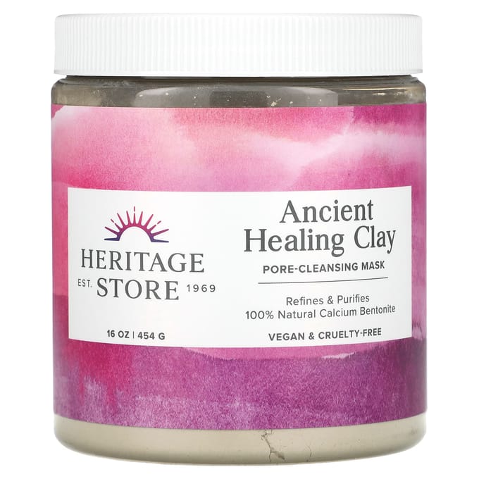 Heritage Store, Argile cicatrisante ancienne, Masque de beauté nettoyant pour les pores, 473 ml (454 g) pink