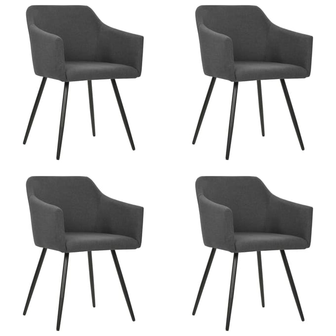 vidaXL Eetkamerstoelen 4 st stof donkergrijs