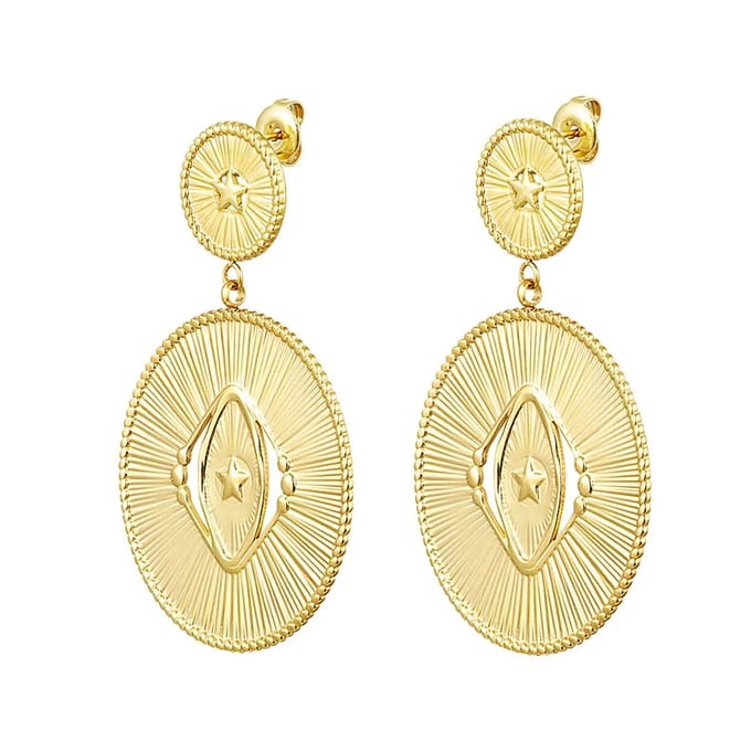 Statement earrings 2 circles - Yehwang - Oorbellen - One size - Goud