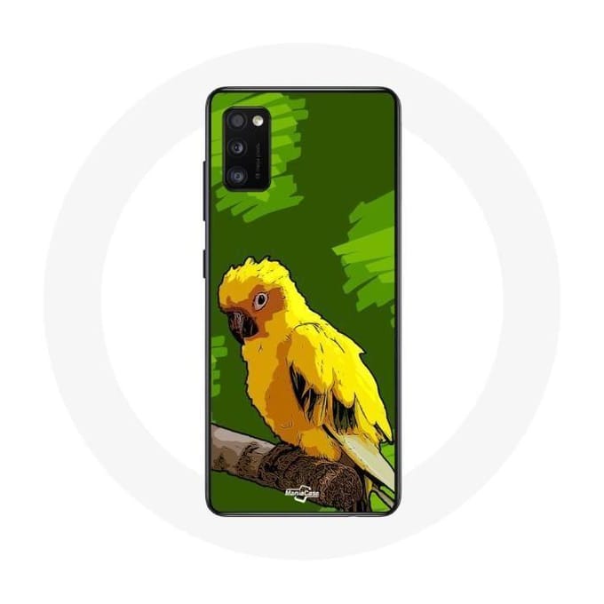 Coque - Samsung - Galaxy A41 - Oiseaux de Perruches - Jaune - Souple - Mixte jaune