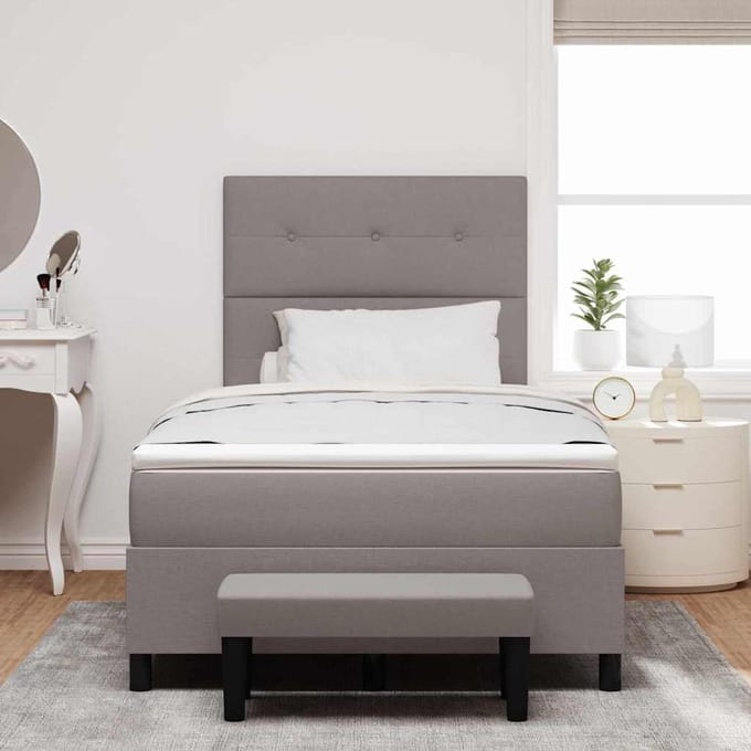 vidaXL - Boxspring - bed - met - hoofdeinde - Taupe - 120 - x - 200 - cm - Stof