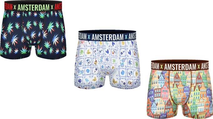 Boxershort - Heren - 3 pack - Amsterdam - Stad/Tegel/Wiet maat XXL