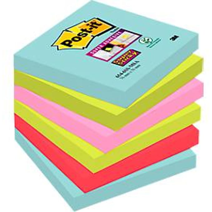 Post-it® Super Sticky Notes Cosmic 654-6SS-COS, 76 x 76 mm, gekleurd, 6 blokken van 90 vellen elk