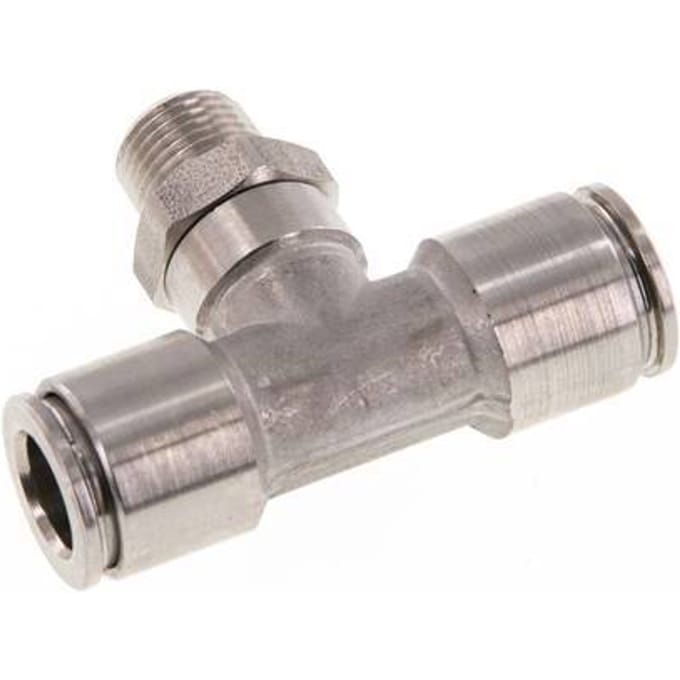 8mm x R1/8'' inline T-stuk RVS Insteekfitting Buitendraad Draaibaar FKM