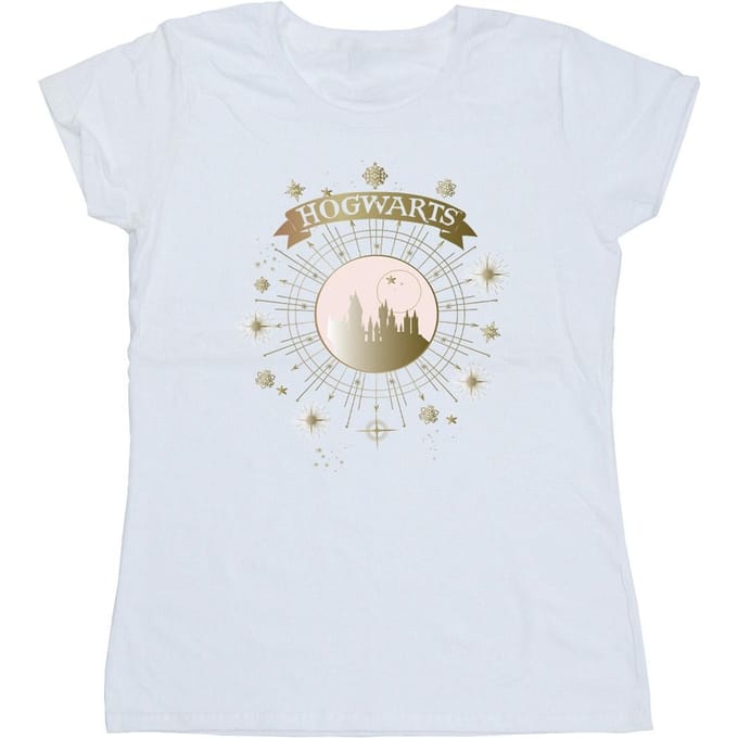 Harry Potter Dames/Dames Zweinstein Yule Ball Katoenen T-Shirt (Wit)