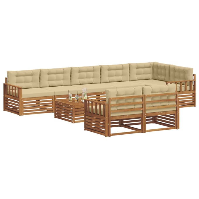 vidaXL - Buiten - bank - set - 9 - st - Natuurlijk - en - Beige