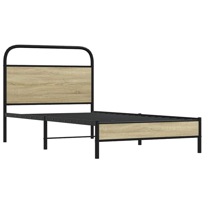 vidaXL - Bedframe - zonder - matras - bewerkt - hout - sonoma - eikenkleur - 107x203cm