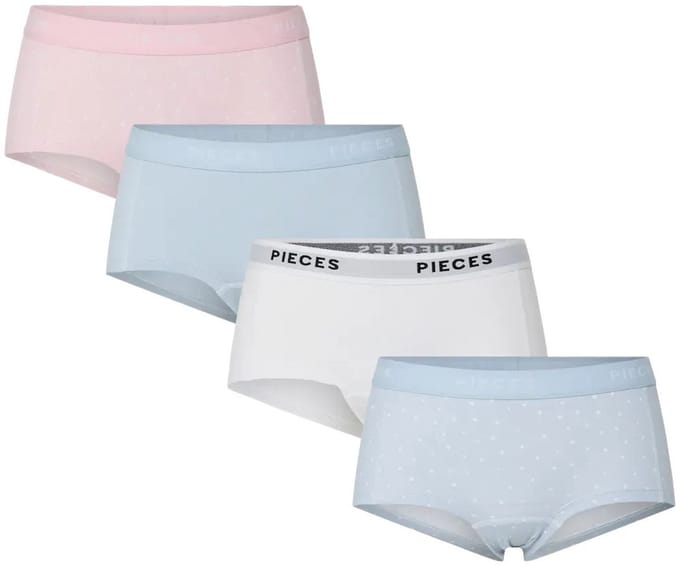 4-Pack Dames shorts - Solid - Katoenen dames onderbroek - Multipack - Voordeelverpakking - Blauw / XS - Rose
