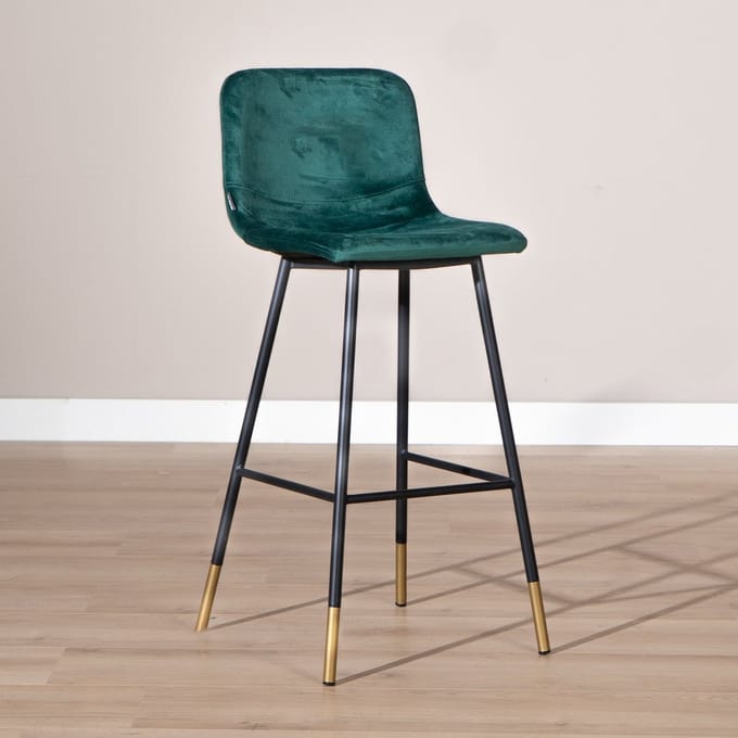 Bronx71® Velvet barkruk Mikky groen 65-78 cm - barstoel