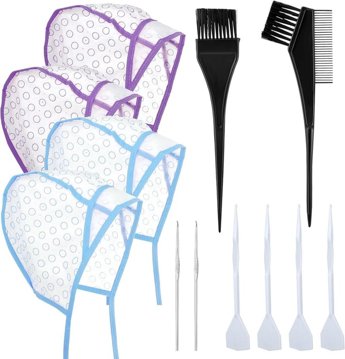 12 Stuks Haarverf Highlights Cap Set met Accessoires voor Knippen en Verven