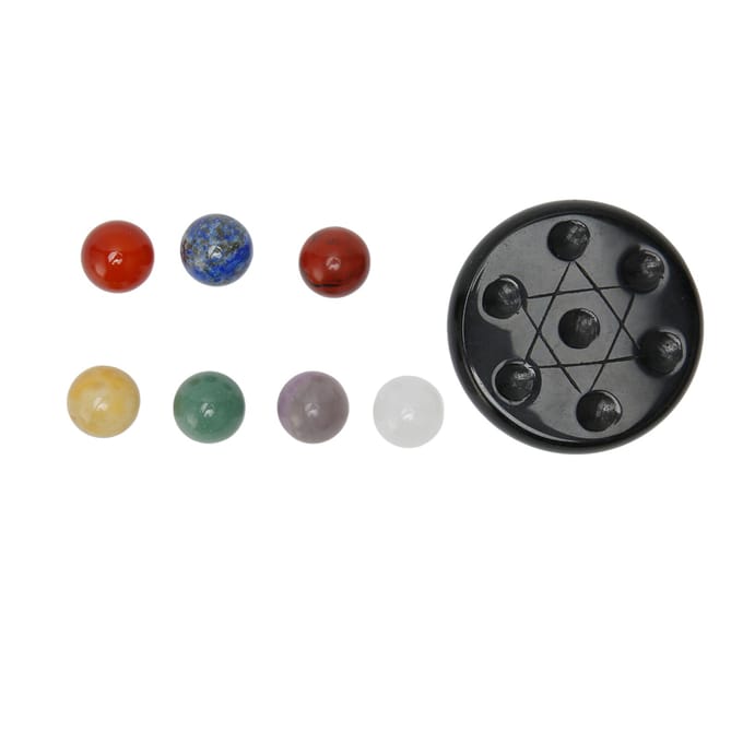 7 Pièces Pierres Chakra avec Base Obsidienne Pierres Chakra Ensemble Cristaux de Guérison pour Débutants Professionnel gray