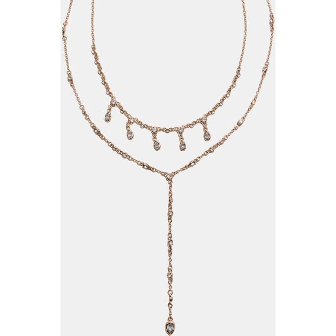Stradivarius Lariat ketting met stras  Goud OS