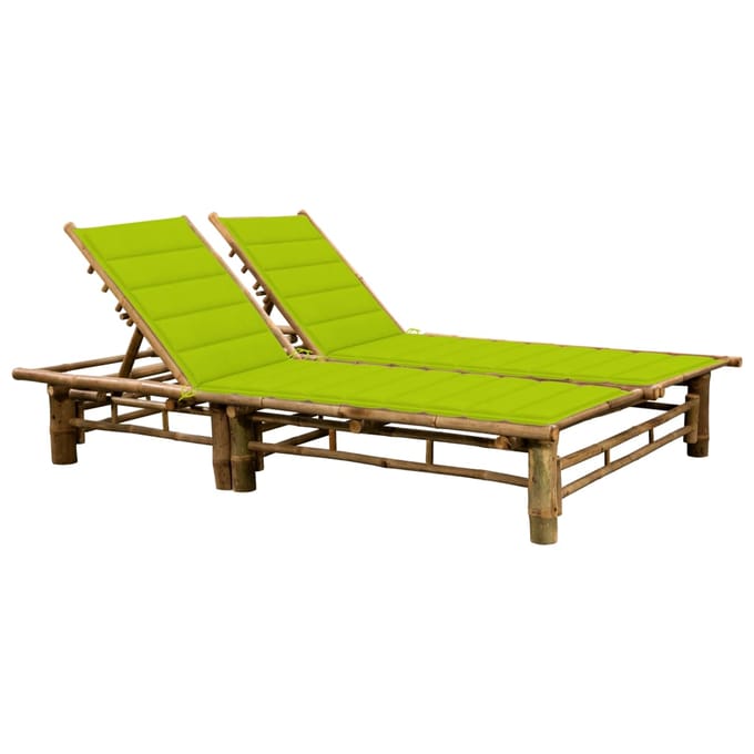 vidaXL - Ligbed - 2-persoons - met - kussens - bamboe