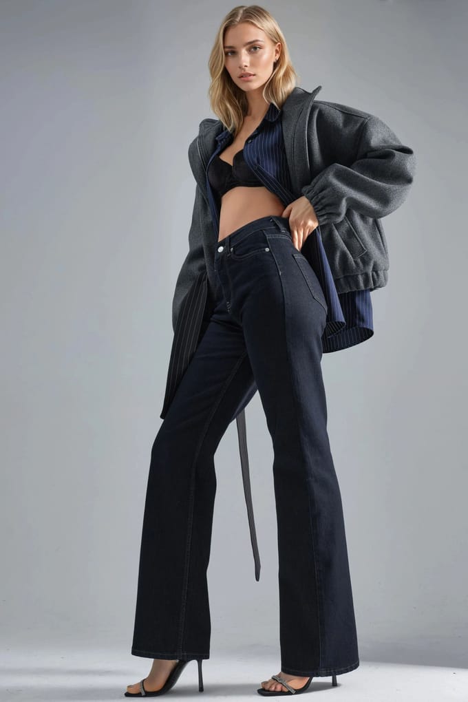 SQUALO Hoge Taille Rechte Pijpen Denim Jeans