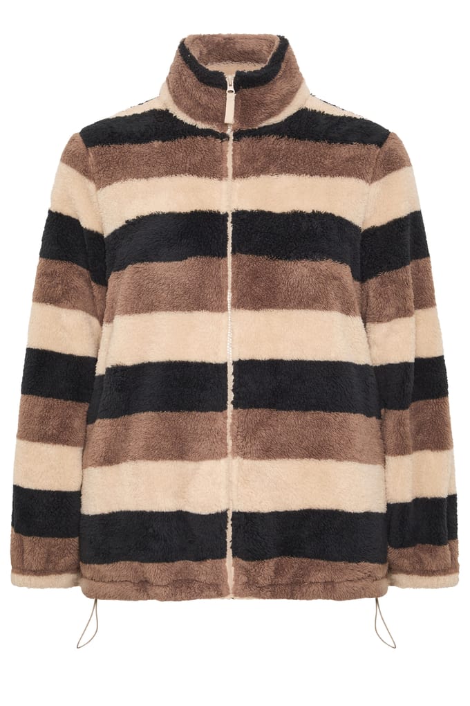 Yours Fleece Met Bruine Strepen En Ritssluiting Size 50-52